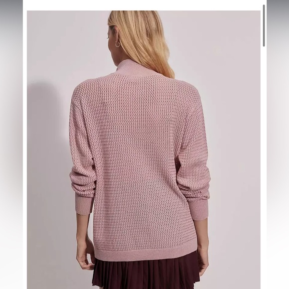 Varley Women's Calva Cotton Open Knit Sweater Pink Mauve 1/2 Zip NWT - Picture 3 of 10